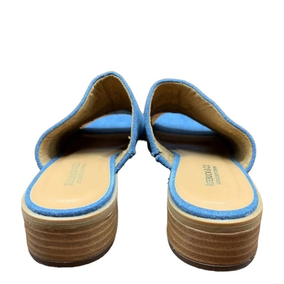 Roebuck & Co. Womens Slider Sandals Block Heels Shoes Blue Slip On 8 - Picture 6 of 8